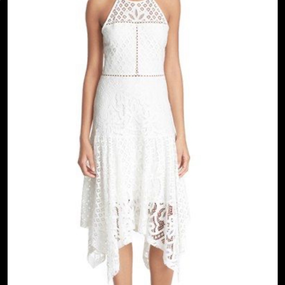 Parker white halter dress in eyelet lace